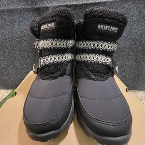 Muk Luks Black and Gray Winter Boots